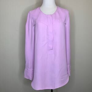 J. Crew Lavender Purple Blouse Sz 8 Popover Long Sleeve